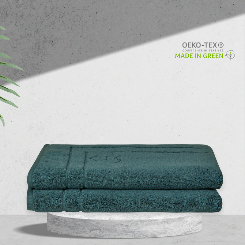 Organic Cotton Bathmat Set - Forest Green Oeko-Tex