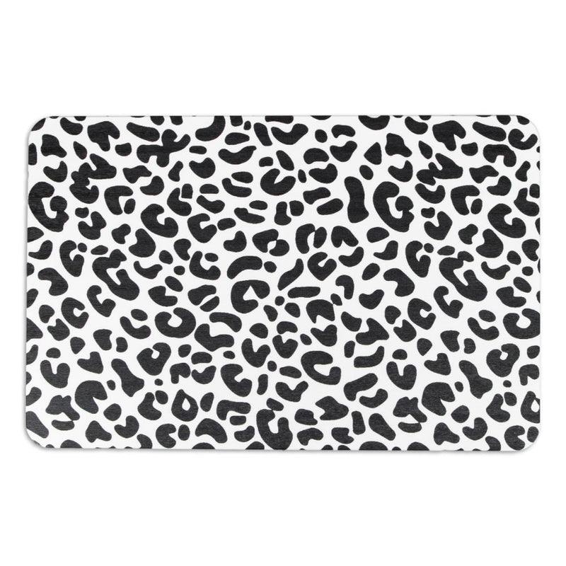 Leopard Print Stone Non Slip Bath Mat White Close