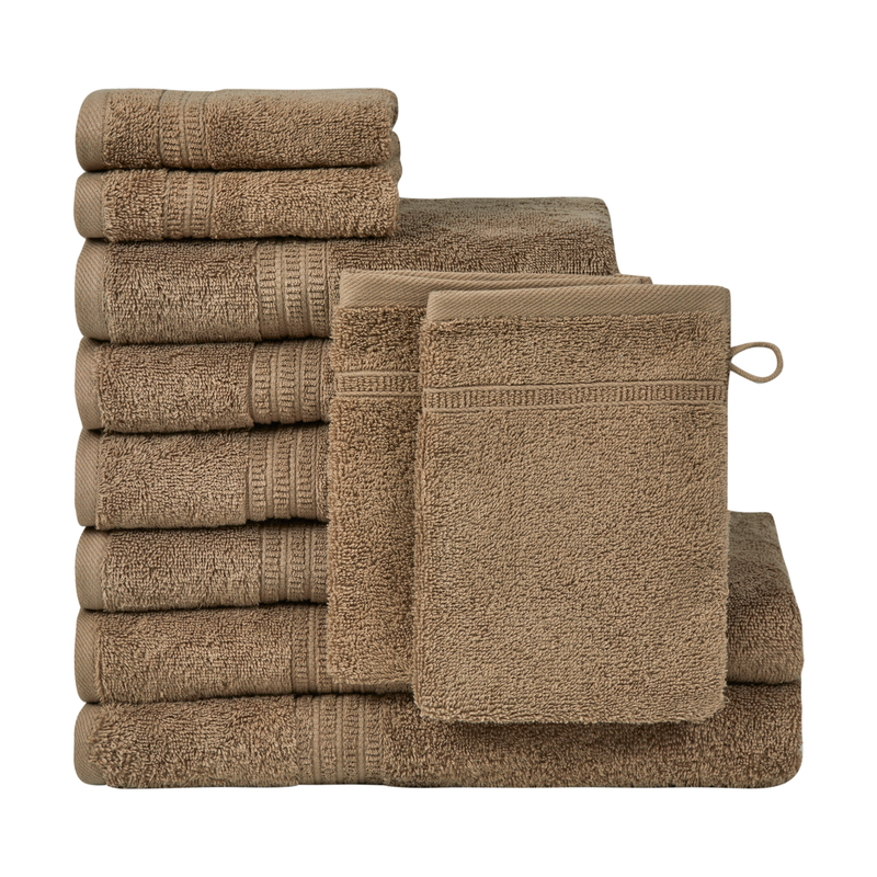 Homelover Towel Sets - Cone Brown | 2 Bath Towels + 4 Hand Towels + 2 Guest Towels + 2 Washcloths