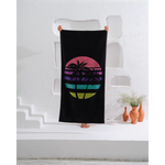 Enjoy the bright and bold colors of this neon palm tree design on your next beach day.