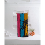 Escape to a lush oasis with this stunning palm tree beach towel.