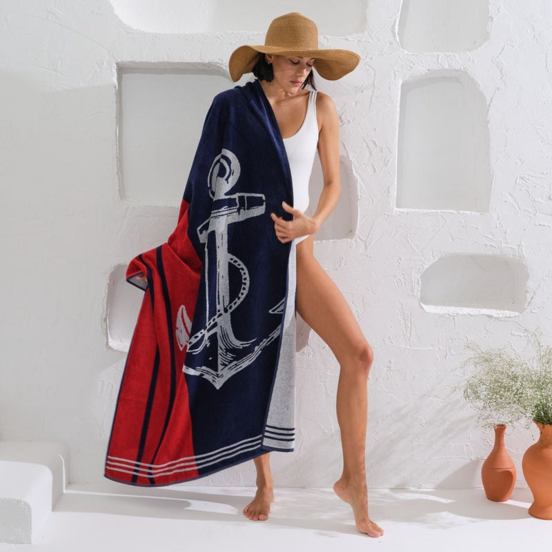Beach Towel - Anchor Women's Model Standing Up