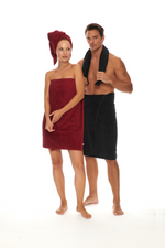 Homelover Towel Sets - Charcoal Black | Ladies Red Towel & Men's Charcoal Organic Towels