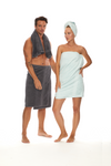 Homelover Towel Sets - Coal Grey with Ladies Model Snow White