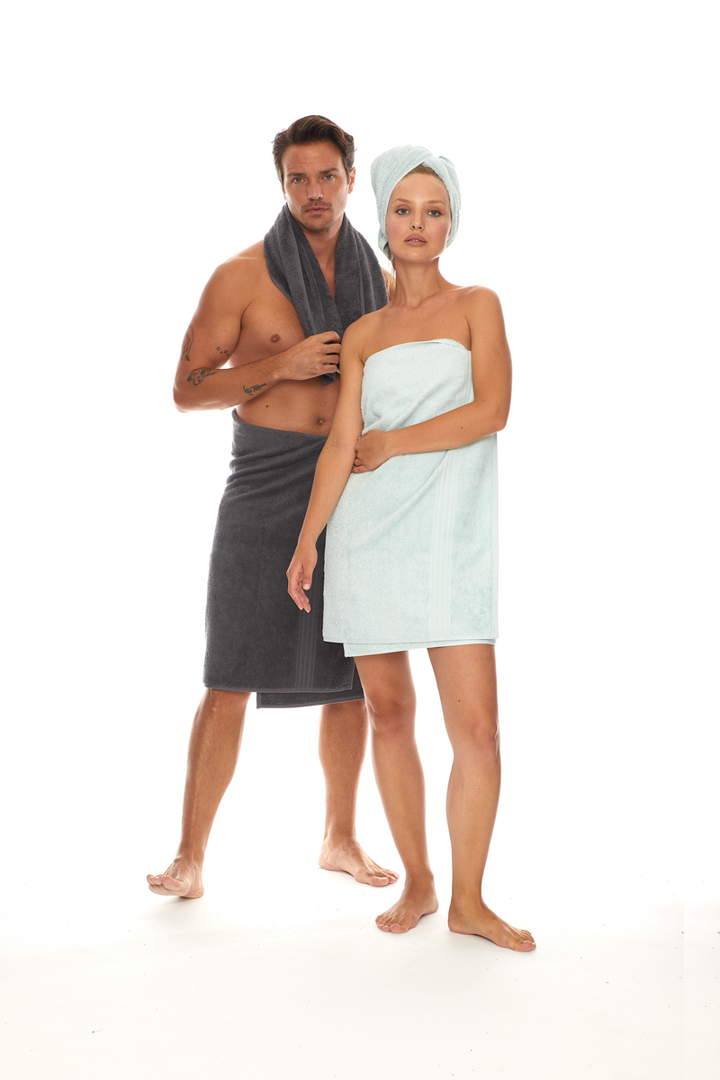 Homelover Towel Sets - Coal Grey Male & Female Models