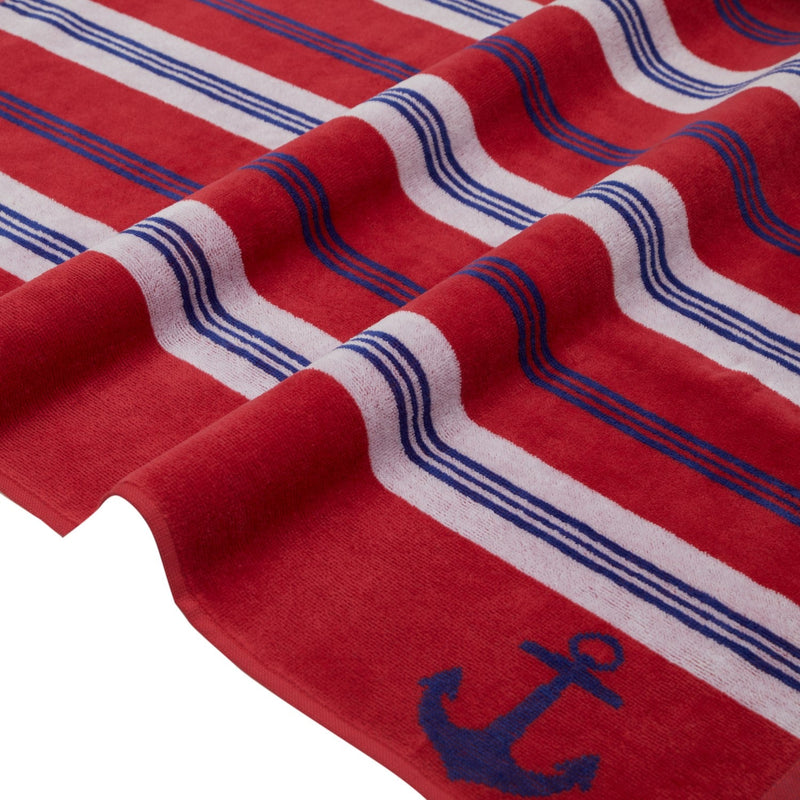 Beach Towel - Red Stripe Multicolour Closer Look At Towel